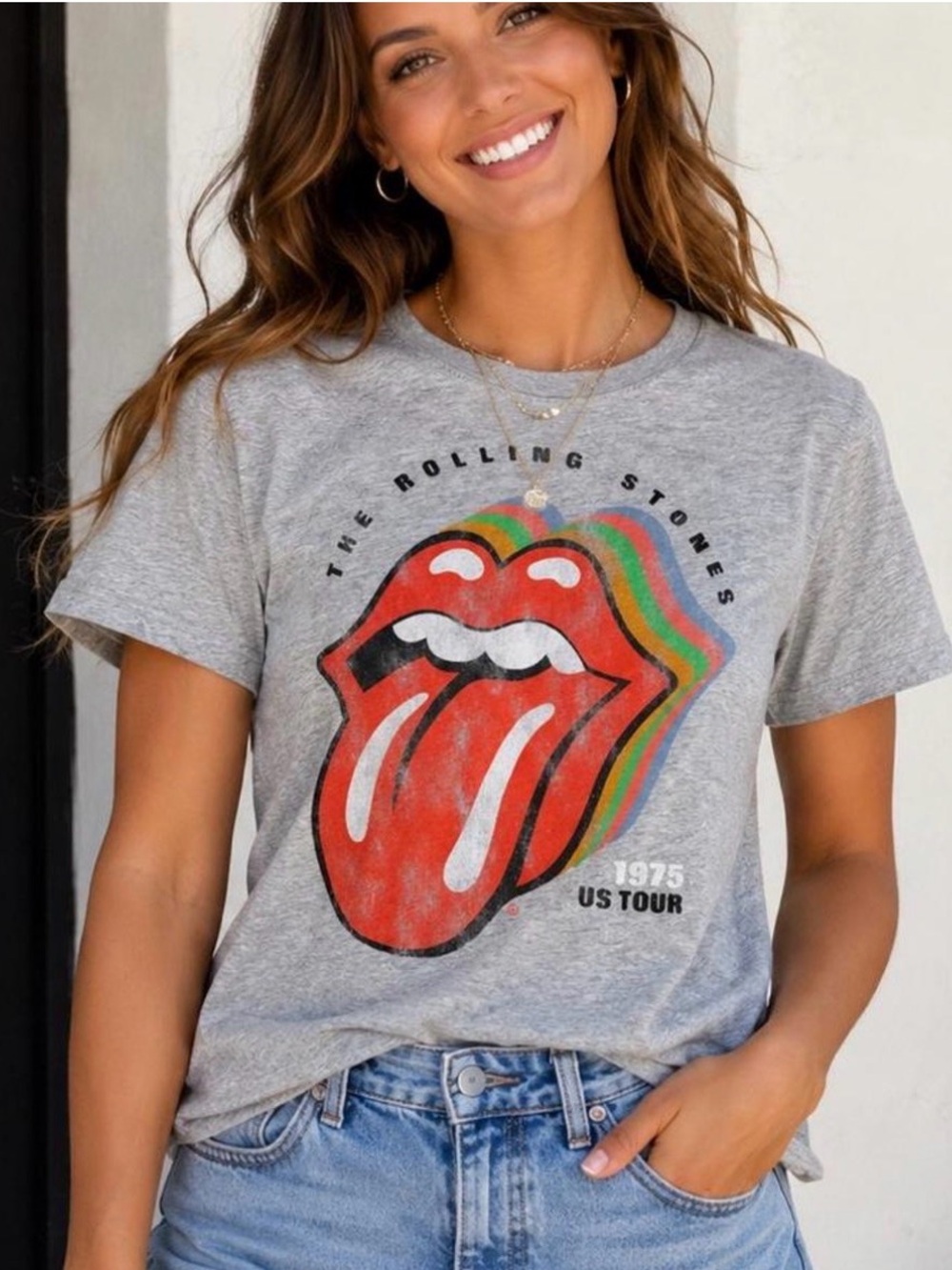 Rolling Stones 1975 Graphic T-shirt Time And Tru Womens Size M